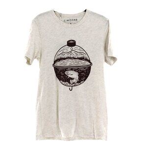 Moore Bobber Tee Mens S Cream Outdoorsy Adventure Rustic Fishing Camping NWT